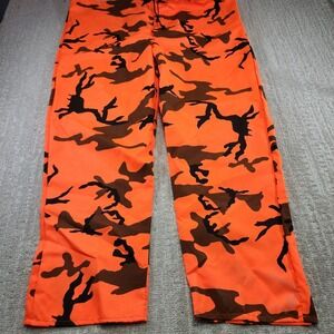 Vintage Camo Hunting Pants Men XL Blaze Orange Pullover Drawstring Redhead USA